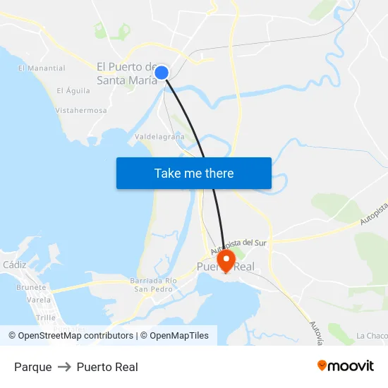 Parque to Puerto Real map