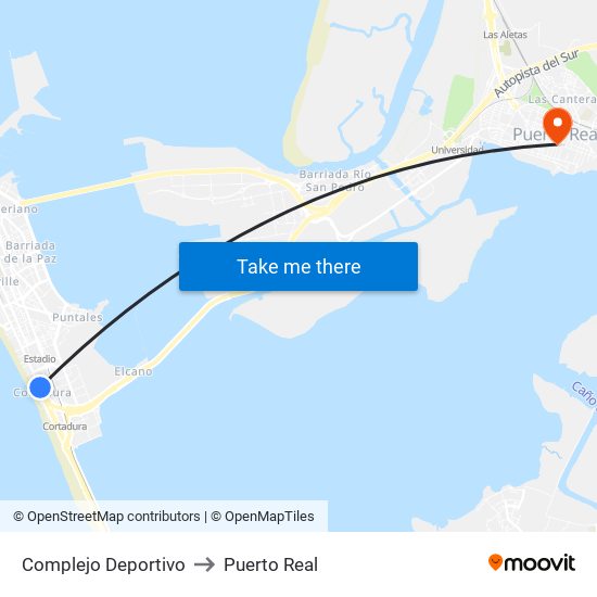 Complejo Deportivo to Puerto Real map