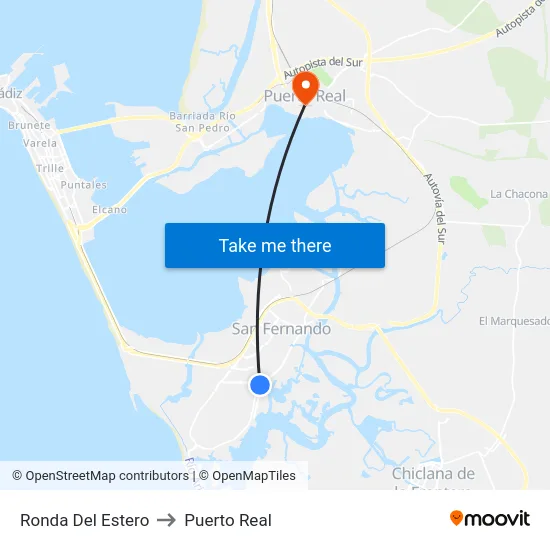 Ronda Del Estero to Puerto Real map
