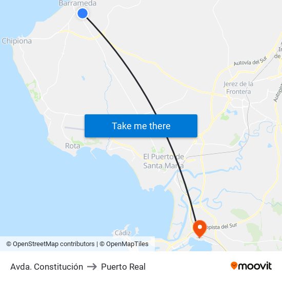 Avda. Constitución to Puerto Real map