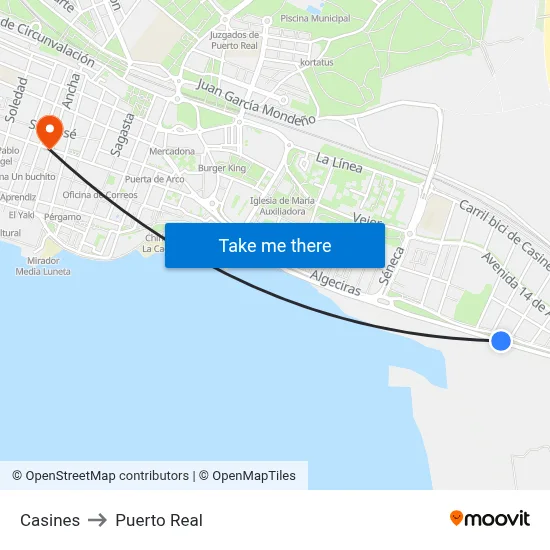 Casines to Puerto Real map