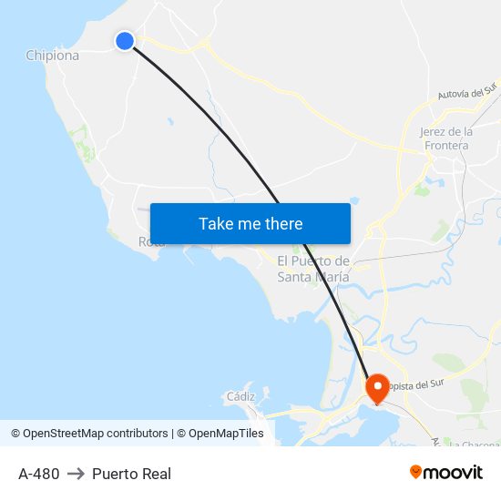 A-480 to Puerto Real map