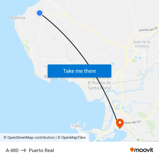 A-480 to Puerto Real map
