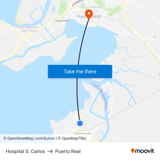Hospital S. Carlos to Puerto Real map