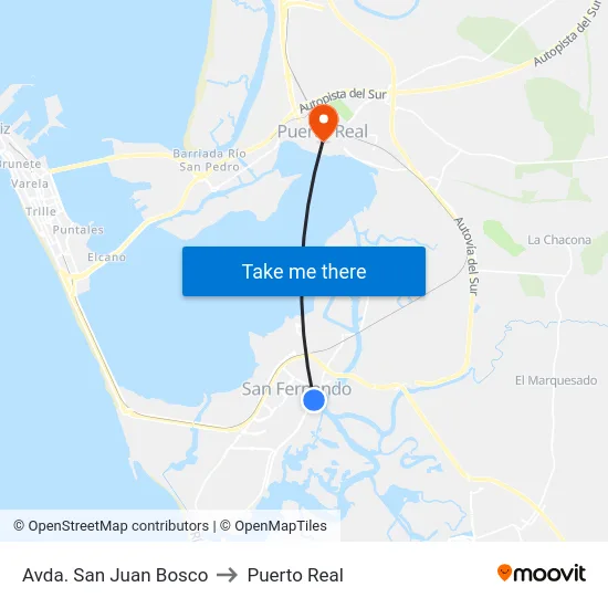 Avda. San Juan Bosco to Puerto Real map