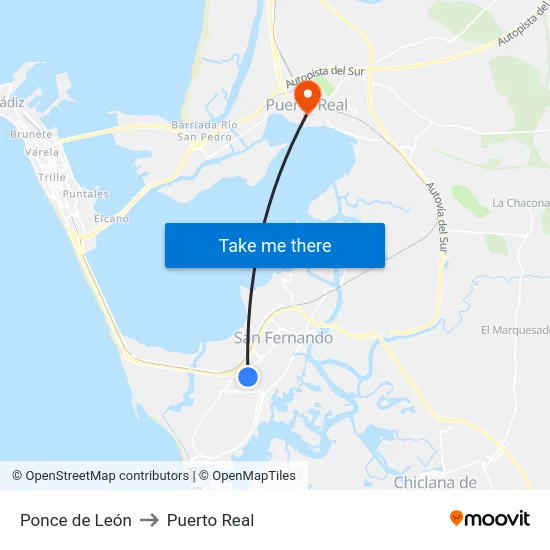 Ponce de León to Puerto Real map