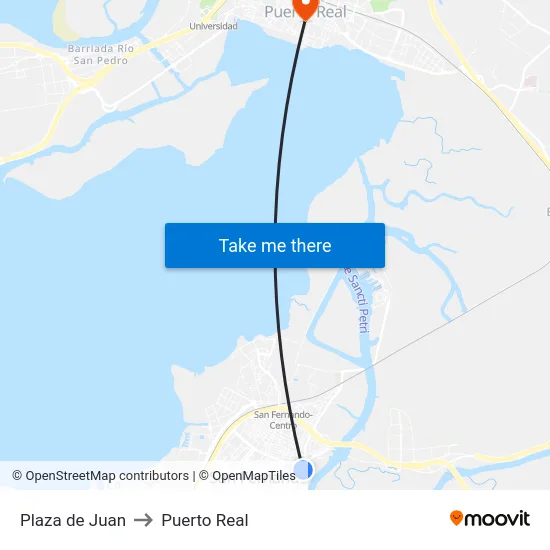 Plaza de Juan to Puerto Real map
