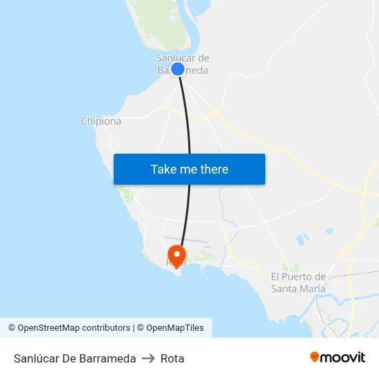 Sanlúcar De Barrameda to Rota map