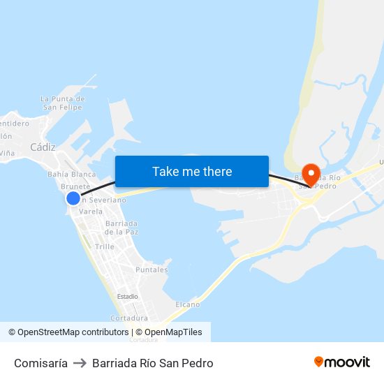 Comisaría to Barriada Río San Pedro map