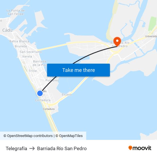 Telegrafía to Barriada Río San Pedro map