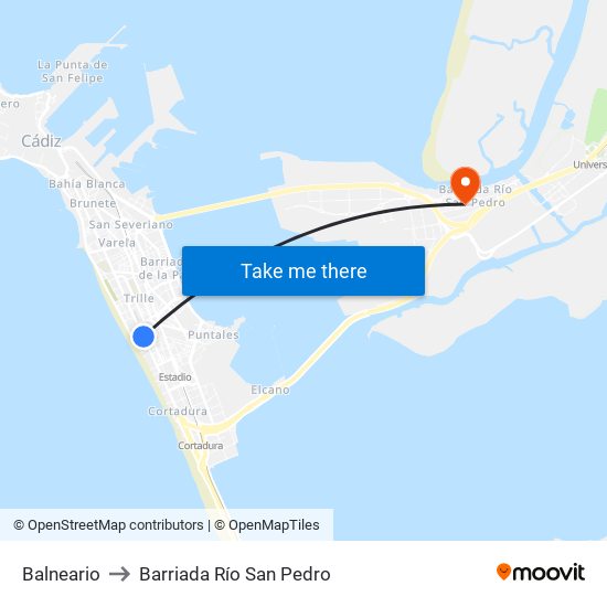 Balneario to Barriada Río San Pedro map