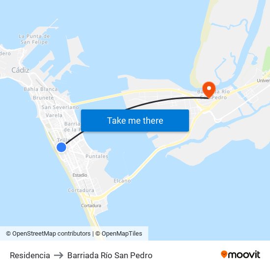 Residencia to Barriada Río San Pedro map