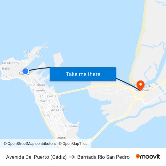 Avenida Del Puerto (Cádiz) to Barriada Río San Pedro map