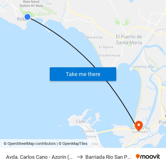 Avda. Carlos Cano - Azorín (Rota) to Barriada Río San Pedro map