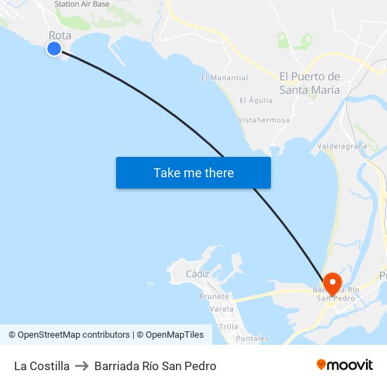 La Costilla to Barriada Río San Pedro map