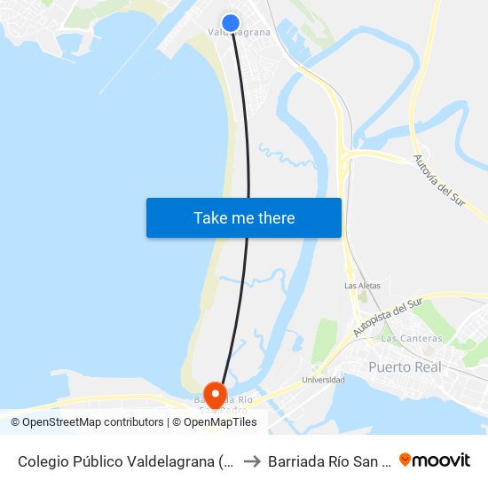 Colegio Público Valdelagrana (El Puerto) to Barriada Río San Pedro map