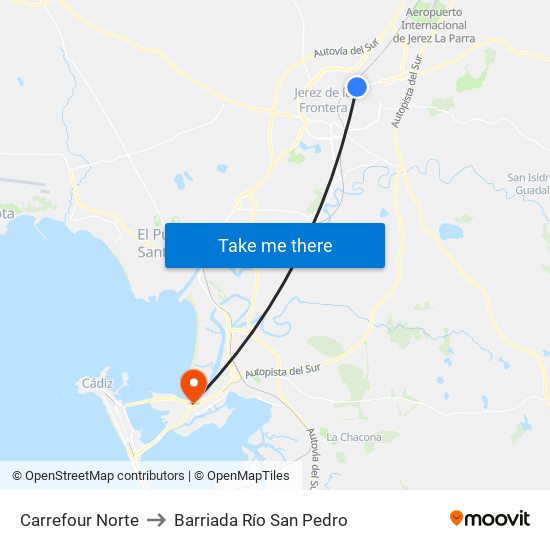Carrefour Norte to Barriada Río San Pedro map