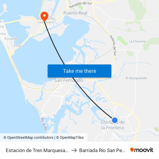 Estación de Tren Marquesado to Barriada Río San Pedro map