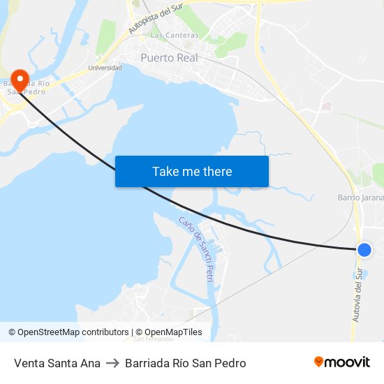 Venta Santa Ana to Barriada Río San Pedro map