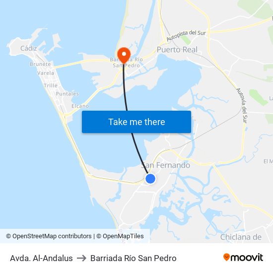 Avda. Al-Andalus to Barriada Río San Pedro map