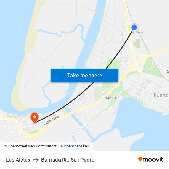 Las Aletas to Barriada Río San Pedro map