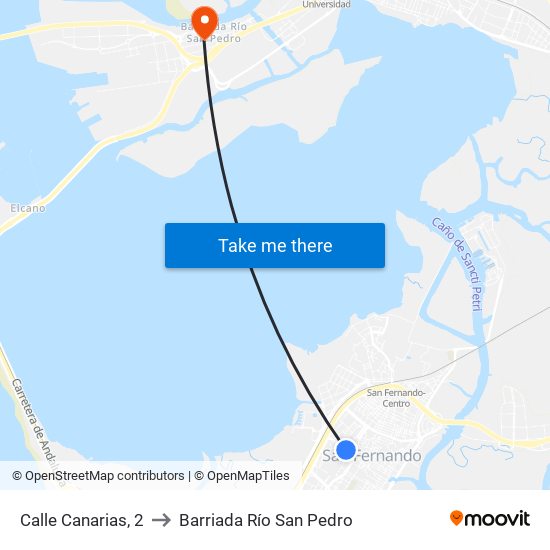 Calle Canarias, 2 to Barriada Río San Pedro map