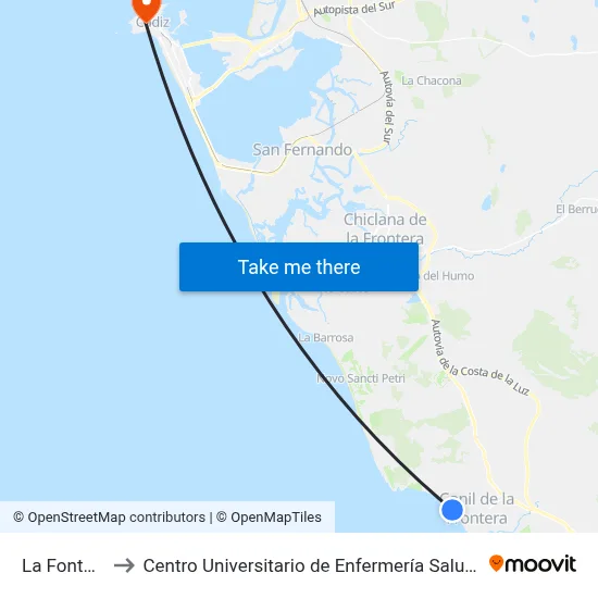 La Fontanilla to Centro Universitario de Enfermería Salus Infirmorum map