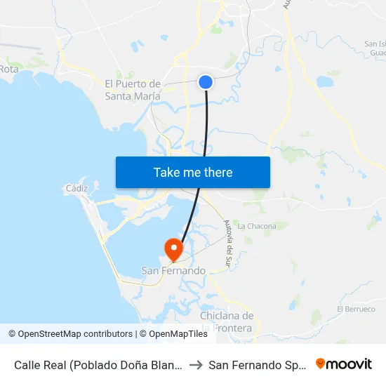 Calle Real (Poblado Doña Blanca) to San Fernando Spain map