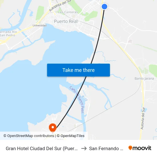 Gran Hotel Ciudad Del Sur (Puerto Real) to San Fernando Spain map