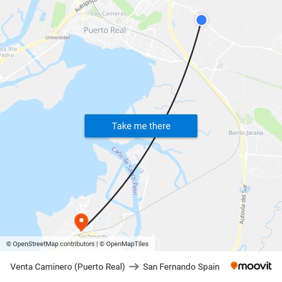 Venta Caminero (Puerto Real) to San Fernando Spain map