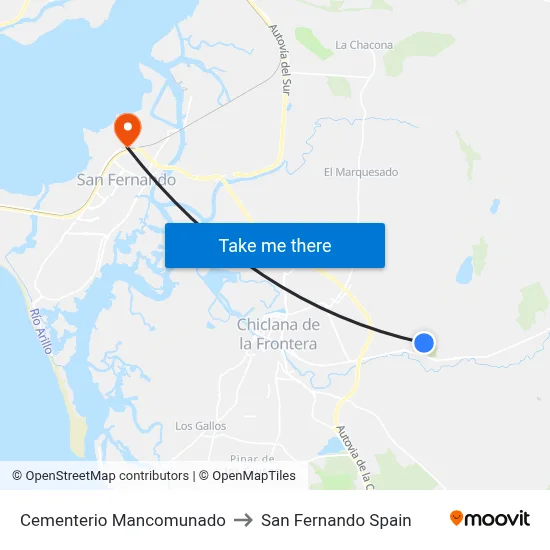 Cementerio Mancomunado to San Fernando Spain map