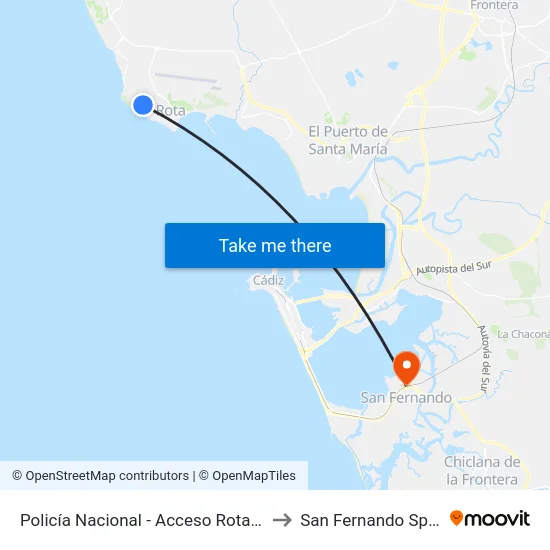 Policía Nacional - Acceso Rotamar to San Fernando Spain map