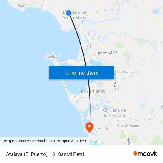 Atalaya (El Puerto) to Sancti Petri map
