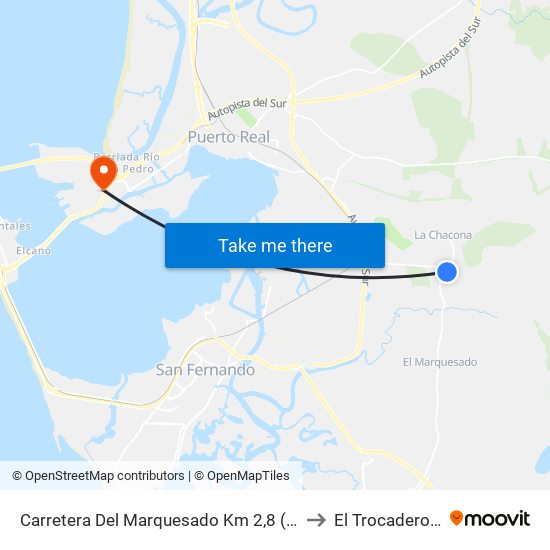 Carretera Del Marquesado Km 2,8 (Marquesado) to El Trocadero Spain map