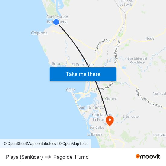 Playa (Sanlúcar) to Pago del Humo map