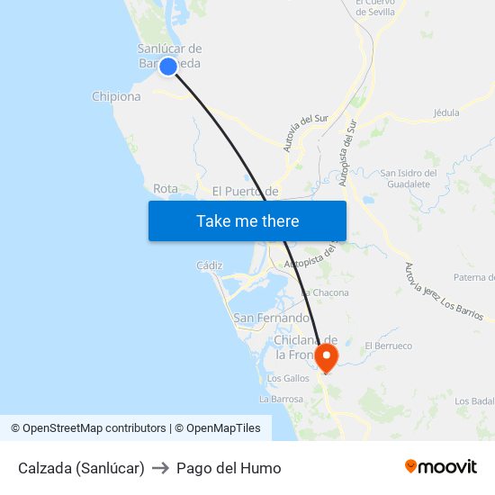 Calzada (Sanlúcar) to Pago del Humo map