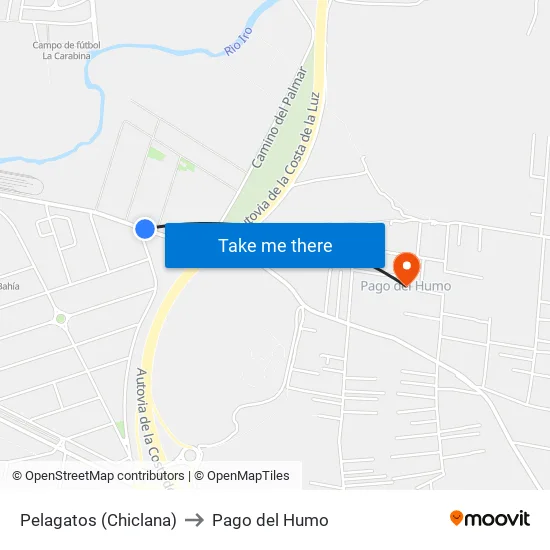 Pelagatos (Chiclana) to Pago del Humo map