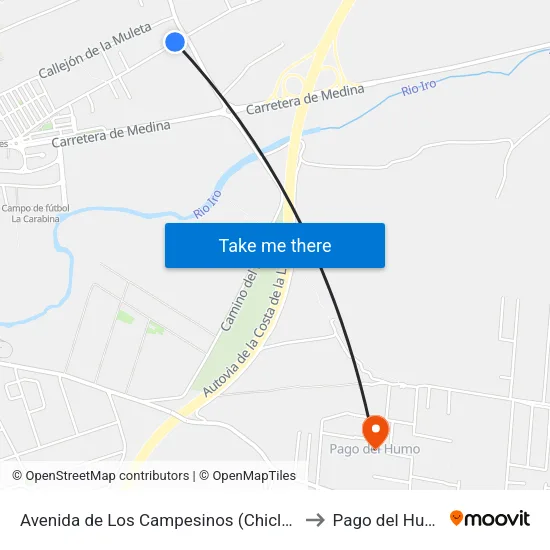 Avenida de Los Campesinos (Chiclana) to Pago del Humo map
