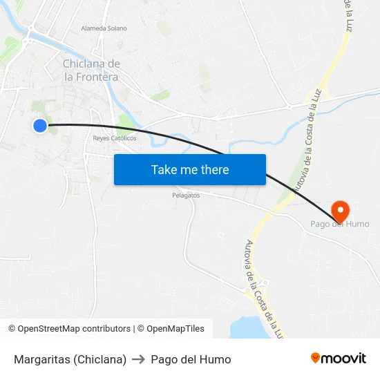 Margaritas (Chiclana) to Pago del Humo map