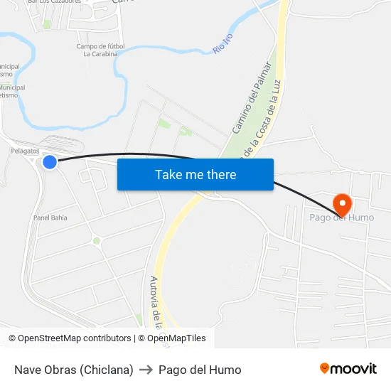 Nave Obras (Chiclana) to Pago del Humo map