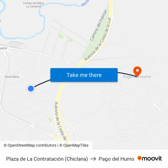 Plaza de La Contratación (Chiclana) to Pago del Humo map