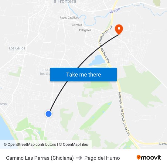 Camino Las Parras (Chiclana) to Pago del Humo map