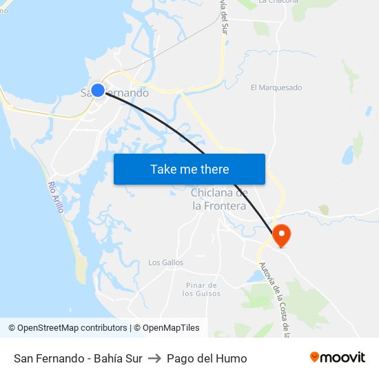 San Fernando - Bahía Sur to Pago del Humo map