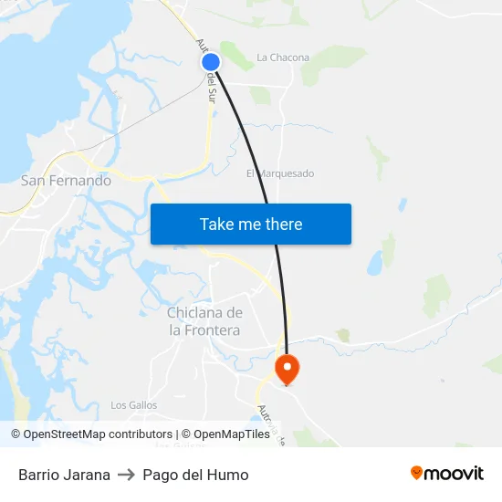 Barrio Jarana to Pago del Humo map