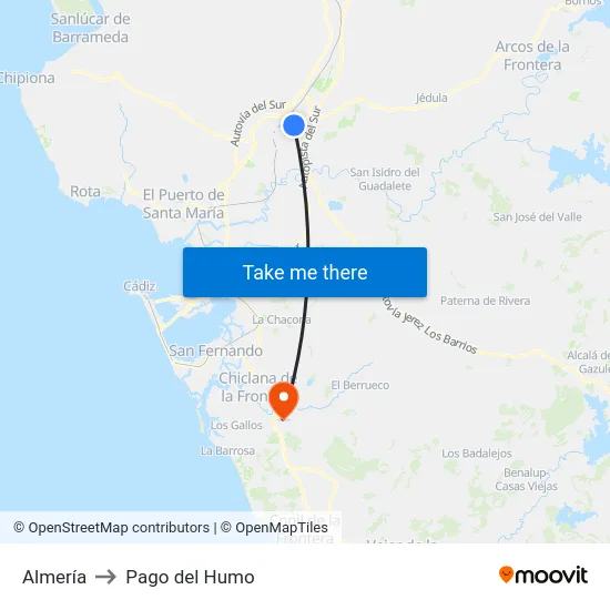 Almería to Pago del Humo map