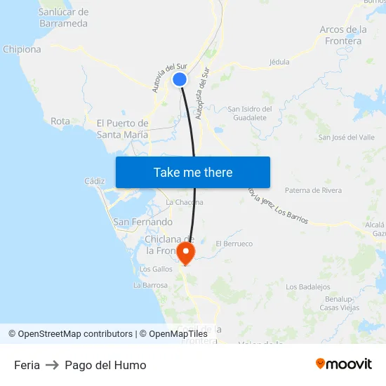 Feria to Pago del Humo map