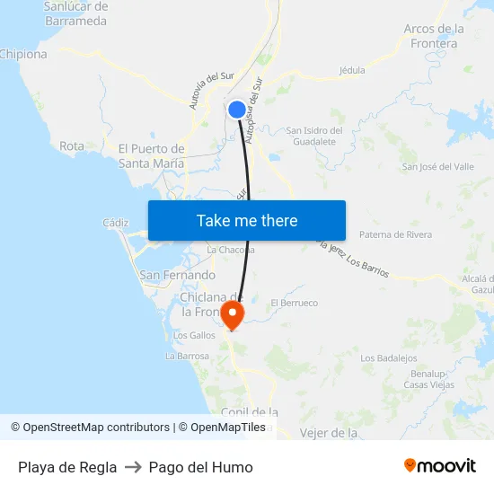 Playa de Regla to Pago del Humo map