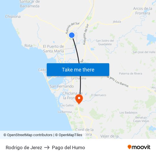 Rodrigo de Jerez to Pago del Humo map