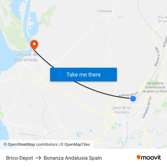 Brico-Depot to Bonanza Andalusia Spain map