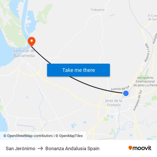 San Jerónimo to Bonanza Andalusia Spain map